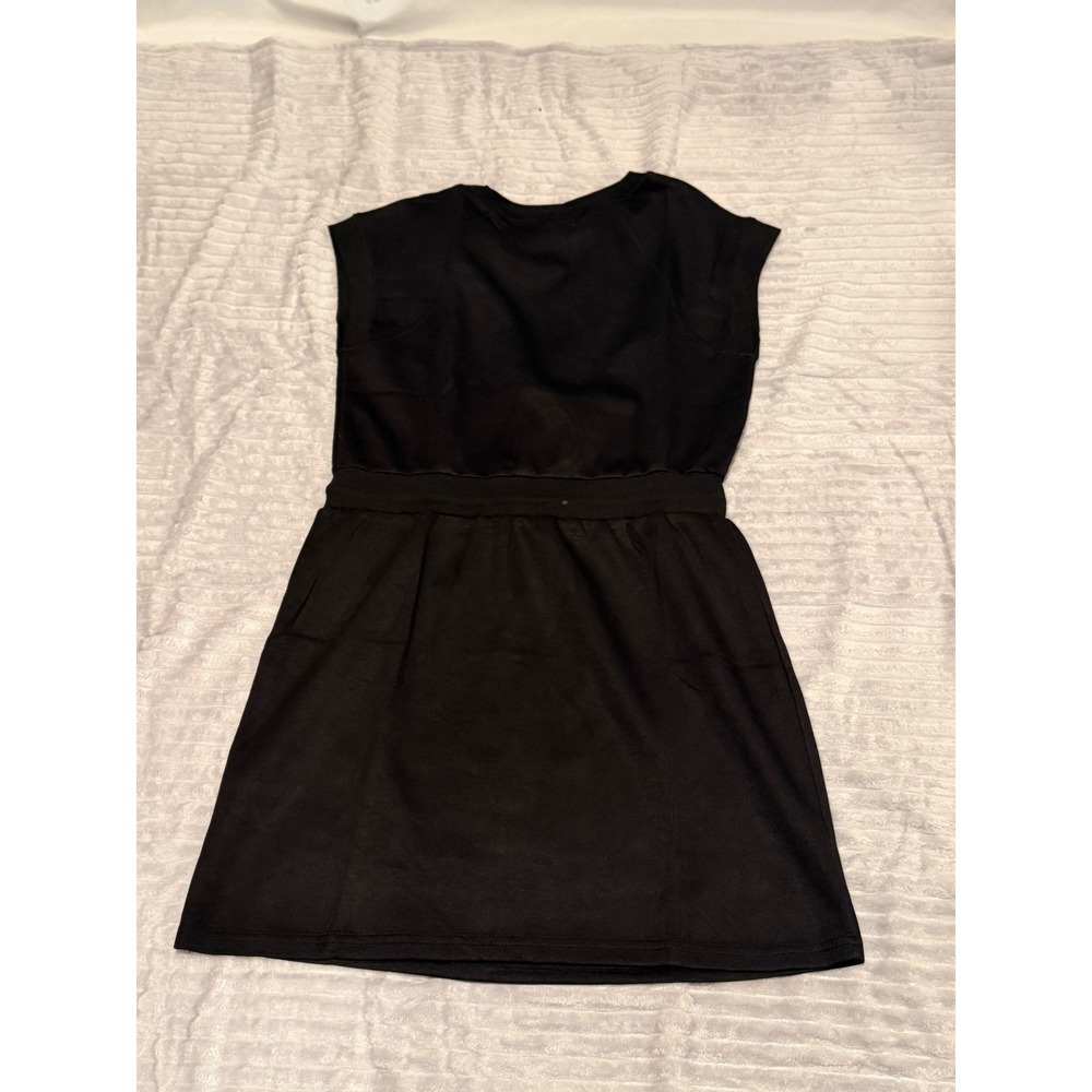 FISOEW Black Sleeveless Drawstring Waist Active Lifestyle Mini Dress Size M NEW